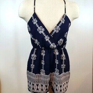 A'GACI Navy Print Strappy Romper size M